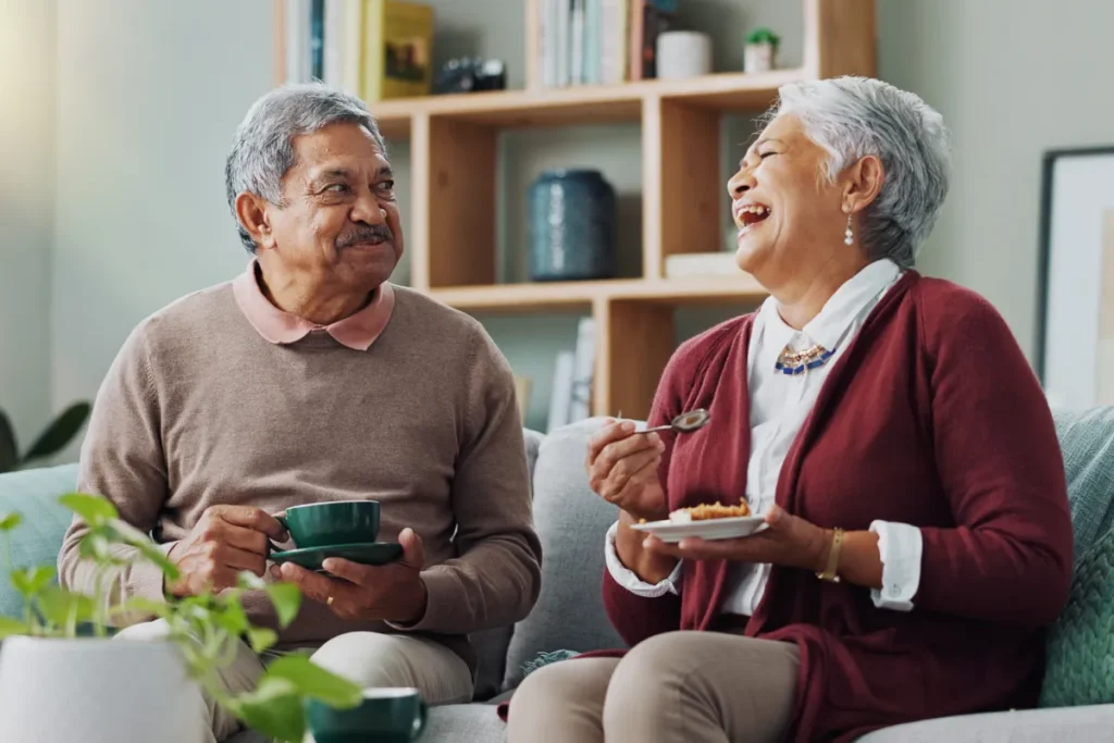 Senior couple enjoying the living options offered