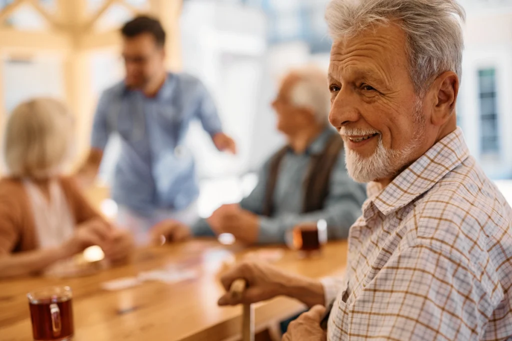 Senior man enjoying community
