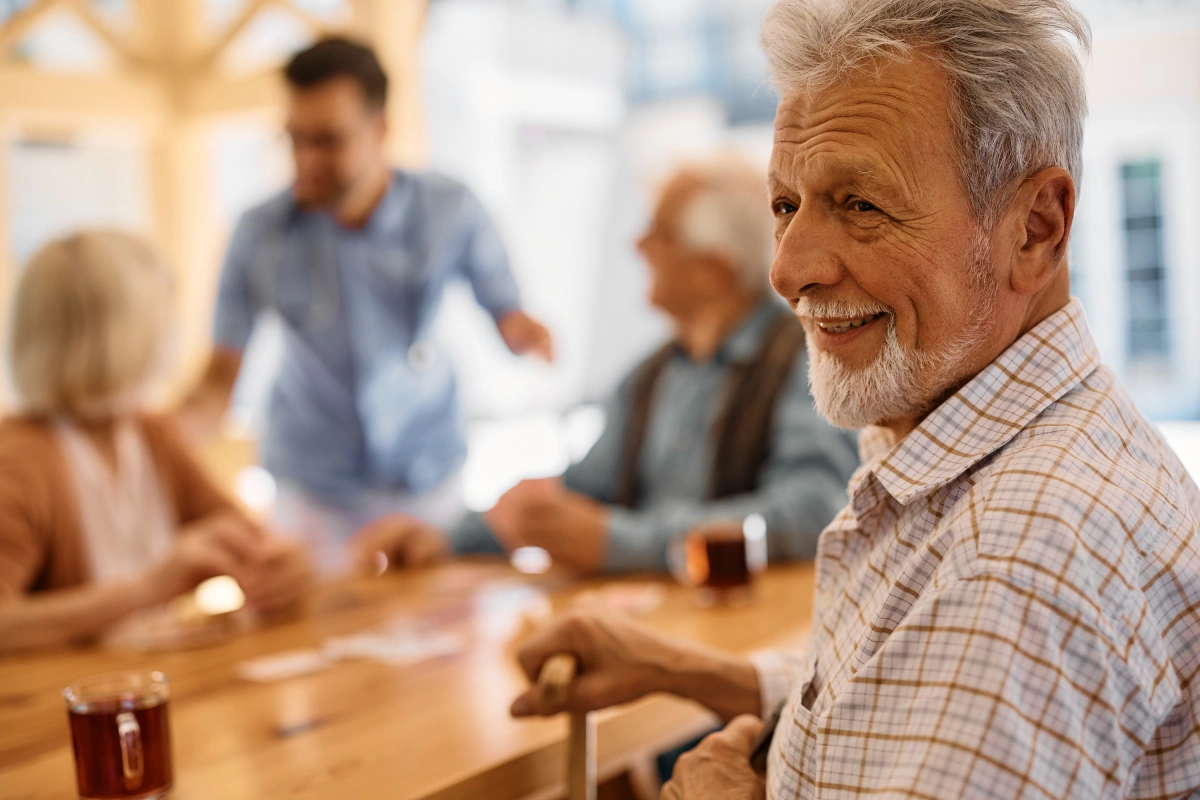 Senior man enjoying community
